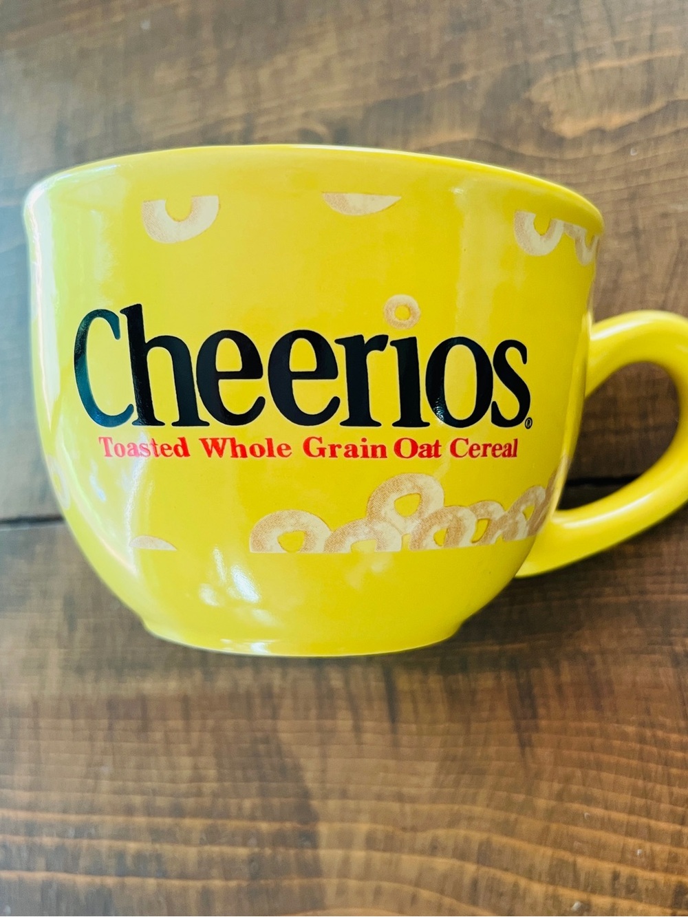 Vintage Cheerios Jumbo Bright Yellow Ceramic Mug